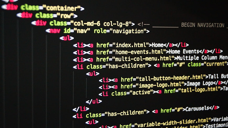 HTML Code Snippet on Dark Background