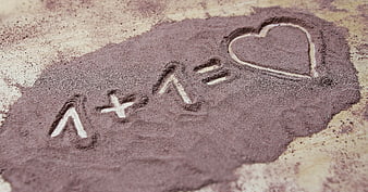 Love Equation 1+1 Equals Heart Drawn in Cocoa Powder