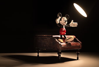 Vintage Mickey Mouse Figurine on Miniature Piano