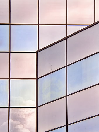 Abstract Modern Glass Building Facade with Sky Reflections