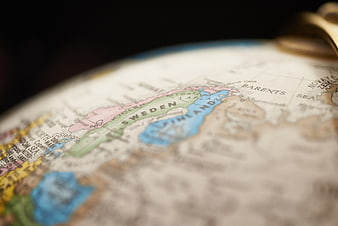 Close-up of Globe Showing Sweden and Finland Map
