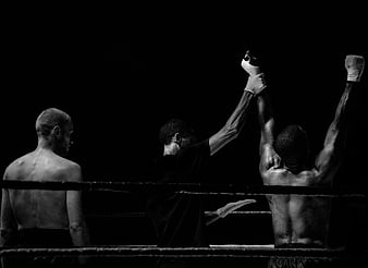 Black and White Boxing Match Victory Celebration
