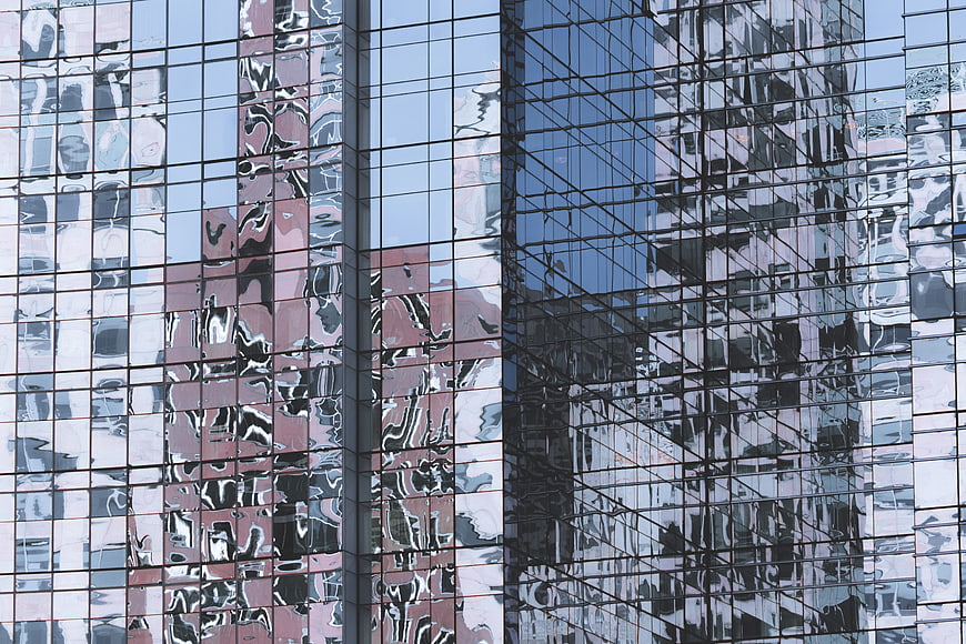 Abstract Reflections on Modern Glass Building Facade