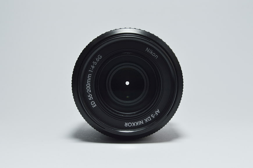 Nikon AF-S DX Nikkor 55-200mm Camera Lens on White Background