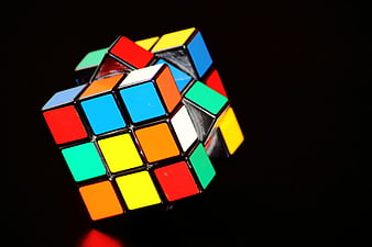 Colorful 3x3 Rubik's Cube on Black Background