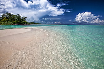 Tropical Sandbar with Turquoise Water and Blue Sky