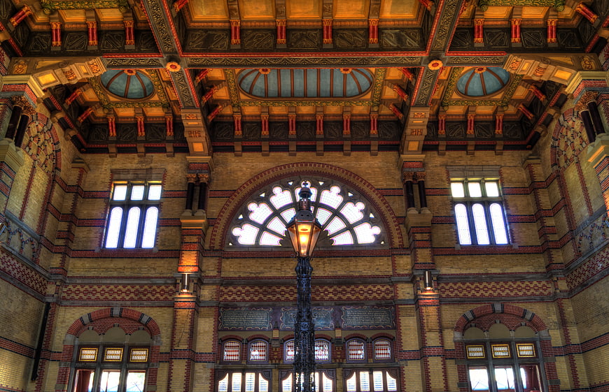 Ornate Art Nouveau Ceiling and Architecture of Groningen Central Station