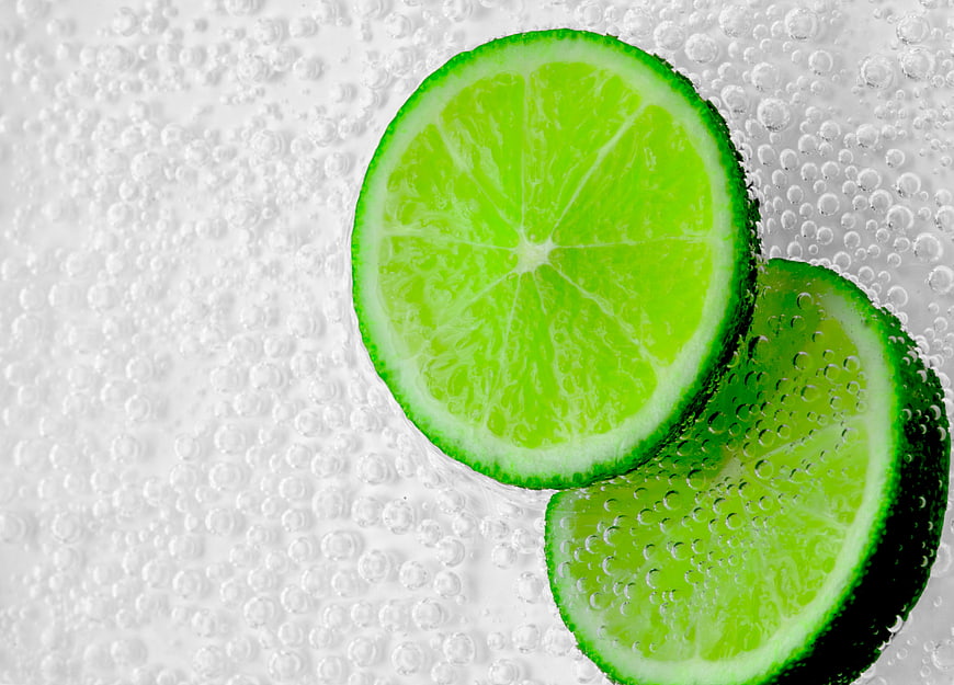 Fresh Lime Slices in Sparkling Water