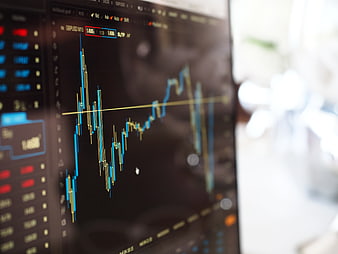 Stock Market Candlestick Chart on Computer Monitor
