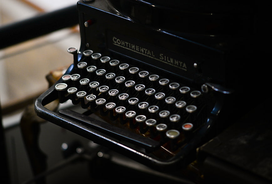 Close-up of Vintage Continental Silenta Typewriter